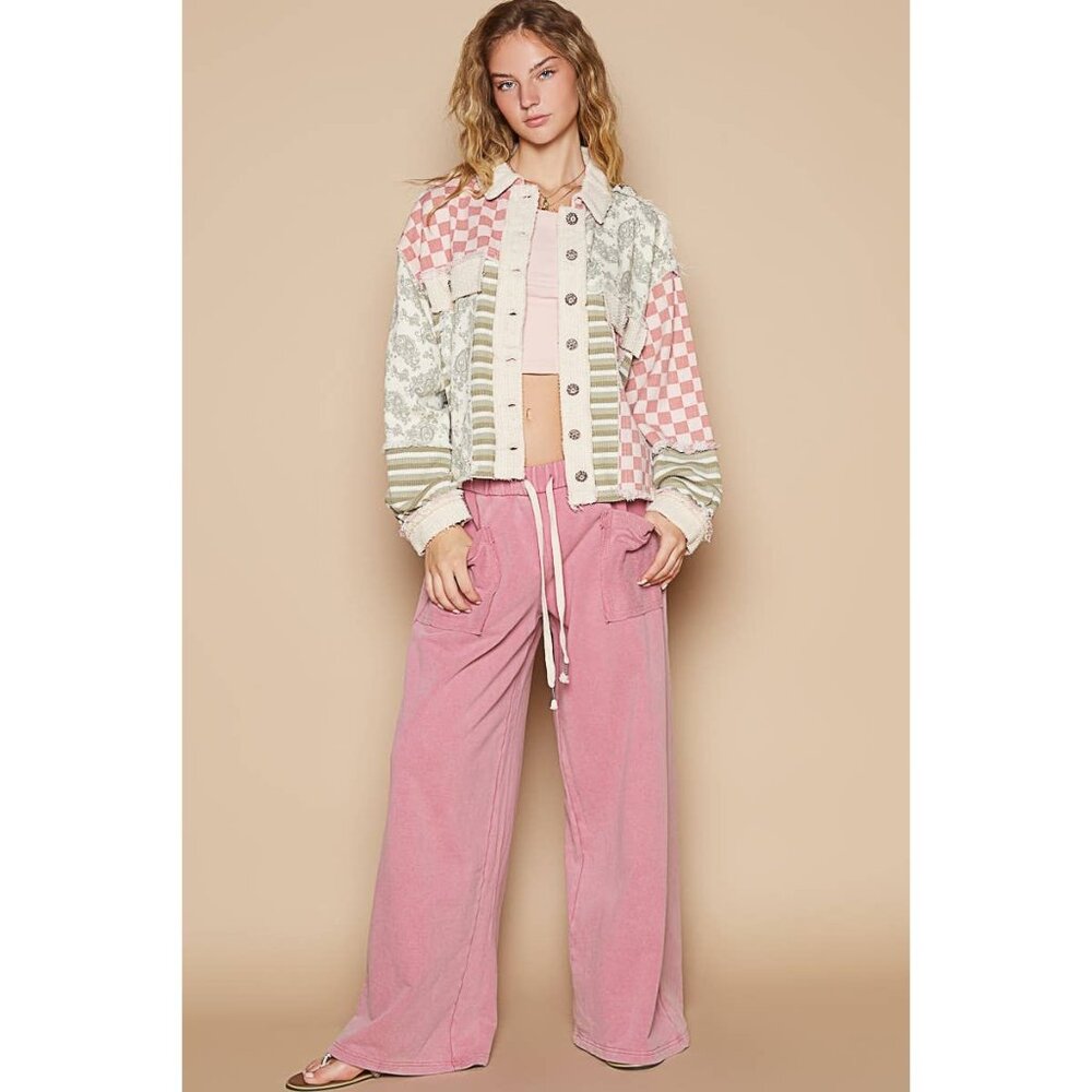 POL Patchwork Pink, Cream & Green Button-Up Jacket - Picture 5 of 6